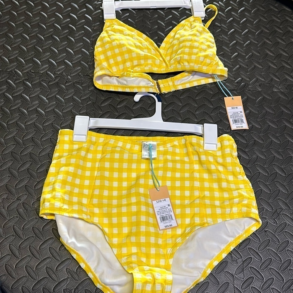Kona Sol Yellow Checked Bikini Set
